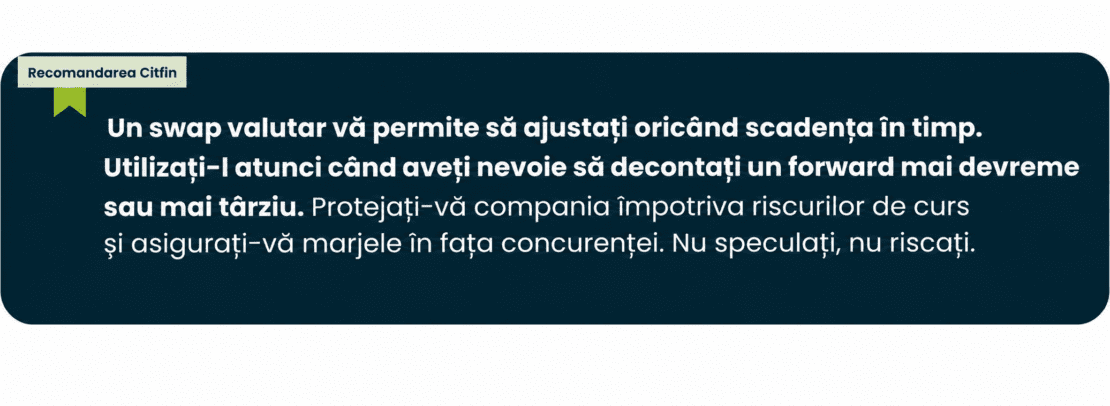 Swap Valutar (MS) – instrument flexibil pentru modificarea datei de decontare a unui contract forward și pentru gestionarea eficientă a lichidității între două valute.